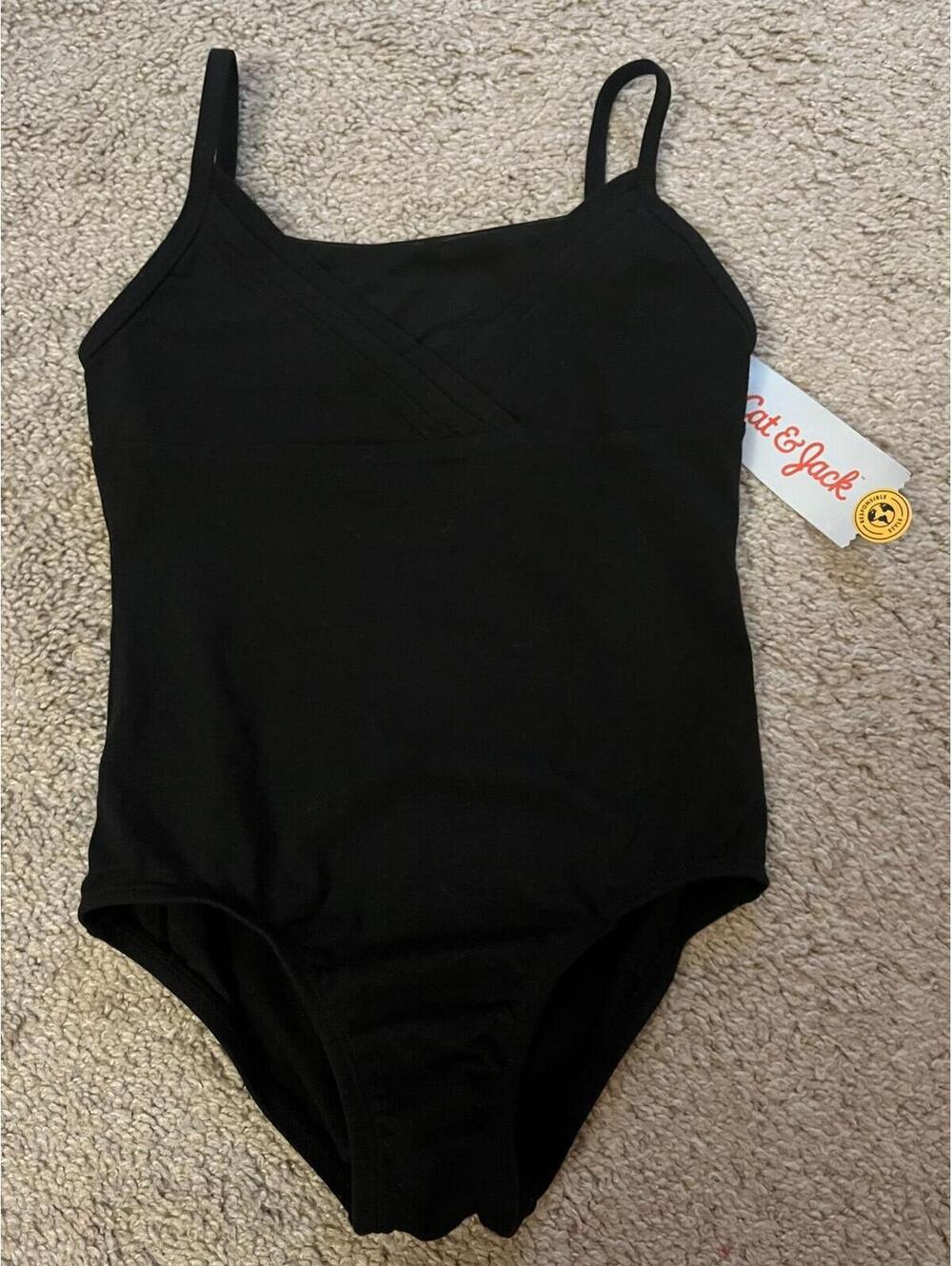 Cat&Jack Black Leotard Size Medium 8 NWT Dance Ballet Gymnastics Onesie Bodysuit